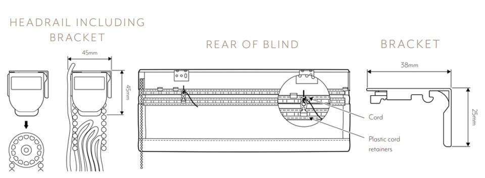 Breakaway Roman Blind Headrail Rea And-Fixing Bracket