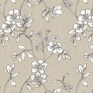   Flora Biscuit Fabric ** for Roman Blinds, Curtains, Tie-backs / and Cushion Covers