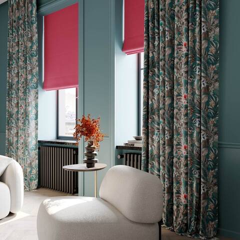 Verdure Teal Fabric for Roman Blinds, Curtains, Tie-backs and Cushion Covers